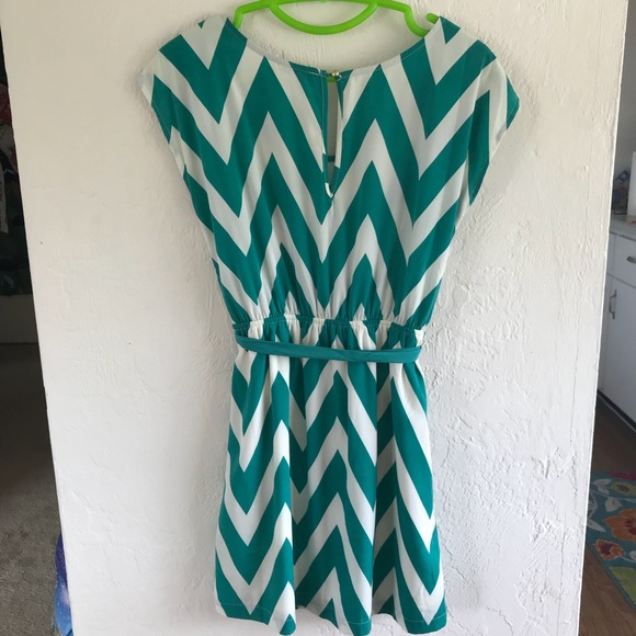 Teal & Cream Chevron Dress - Picture 7 of 7
